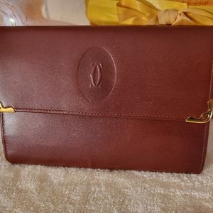 Authentic Must De Cartier  Leather Bifold Wallet